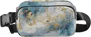 [XYMZR] Fanny Pack Marble Gold Blue Texture Hip Bag Belt Bag for Women Man Fashion Waist Pack Water-repellent Crossbody Bag for Halloween Costumes Running Hiking Jogging Travel Sport, Multi-colored, one