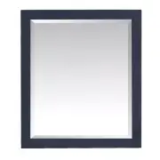 Vanity Mirror 28X32 In Single Wood Frame Beveled Edge Bathroom Rectangular Blue
