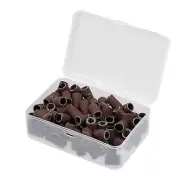 100 Pcs 320 Grit Sanding Bands Set Sanding Sleeves for Nail Sanding Tools Brown