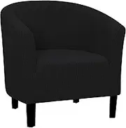Easy-Going Stretch Club Armchair Slipcover 1 Piece Barrel Tub Sofa Cover Furniture Protector Jacquard Couch Cover Black