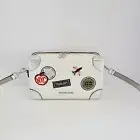 Michael Kors Jeanie Small EW Trunk Crossbody Travel Agency MK Logo Optic White