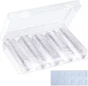 Coin Protection Box With Sponge Ring, Qtopun 100 Pcs Plastic Coin Capsules with Storage Organizer Holder Clear Coin Display Cases Round Container Box With Foam Gasket for Coin Collection (25mm/27mm/30