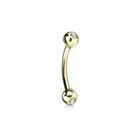 Curved Cone Barbell Eyebrow Nipple Tongue Piercing Ring 14K Yellow Gold 16G