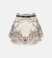 [Zimmermann] Zimmermann Crush belted floral high-rise linen shorts AU 16 black