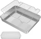 Baking Tray with Rack and Lid Stainless Steel Oven Trays with Rack Non-Stick Bak