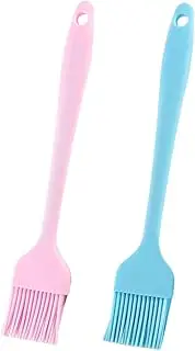 2Pcs Silicone BBQ Oil Brush High Temperature Resistant Lightweight Basting Brushes for Grilling Baking and Outdoor Cooking Colors