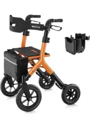 MAXWALK Rollator Walker with Seat Tall Walkers for Seniors 12" Big Rubber Wheels