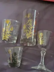 16 Gregory Duncan Gold Scottish Thistle Barware Shot Old Fashion Hi Ball Claret