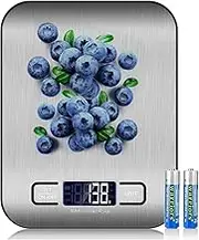 Mumoo Bear Food Scale, 5kg/11lb Multifunction Digital Kitchen Scale with 1g/0.01oz Precise Graduation - Stainless Steel Platform with Backlit LCD Display Scale for Cooking, Baking and Mails - Silver
