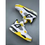 AIR JORDAN 4 OG中幫VIVID SULFUR 皮革休閒運動鞋 籃球鞋 白黑黃色AQ9129 101