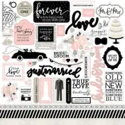 WEDDING BLISS 12x12 Element Stickers Echo Park Bride Groom Scrapbook Cardmaking
