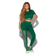 Adidas X Ivy Park Beyoncé Corset Crop Sports Bra Padded Top Shirt Mesh Green