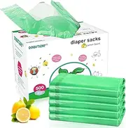 Baby Disposable Diaper Bags 500 Count Easy-to-Tie Tabs Diaper Sacks with Lemon Scented Diaper Disposal or Pet Waste Bags