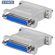 2x DB25 25 Pin Parallel Port Null Modem Adapter Female to Female Gender Changer