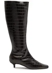 Totême 40 Crocodile-effect Leather Knee-high Boots - Brown - 39 (IT39 / UK6) 39 (IT39 / UK6)