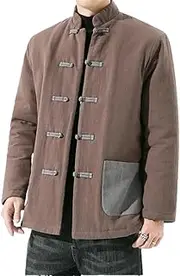 [Generic] Chinese Style Winter Buckle Cotton and Linen Jacket Men's Tang Suit Cotton Jacket Retro Stand Collar