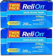 ReliOn Sterile Alcohol Swabs, 200 count, (Pack of 2)