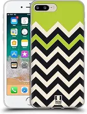 Head Case Designs Lime Green Colour Block Chevron Gel Case [Military Grade Protection] Compatible with Apple iPhone 7 Plus/iPhone 8 Plus