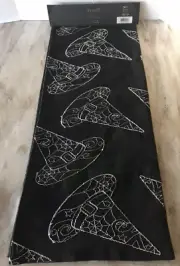 Halloween Witch Hat Table Runner 14" x 72" Black Silver Embroidered Thor NEW