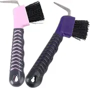 BELLIFFY Hoof Pick Brush 2pcs Grip Hoof Picks and Brush for Horse Grooming Random Color