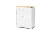 White Storage Cabinet 2 Drawer 2 Door Cupboard Organizer Adjustable Shelf