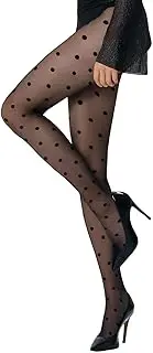 [Fiore] Fashion Pattern Big Polka Dot Black European Tights