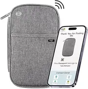 [tag8] Passport Holder Wallet, Travel Family Passport Holder RFID Blocking Passport Cover Document Organizer for Women & Men, Grey