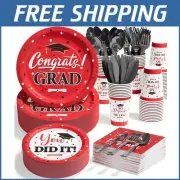 Class of 2025 Graduation Disposable Dinnerware Set for 50 Guests, Easy Clean-Up