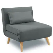 Sarantino Linen Corner Sofa Bed Chair Single Seater Adjustable Dark Grey