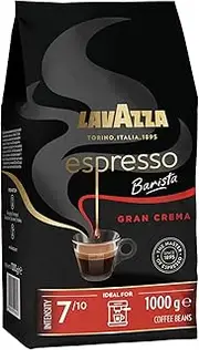 [Lavazza] Espresso Barista Gran Crema, 1 Kg, Drum Roasted Coffee Beans, Ideal for Espresso Coffee Machines, Aromatic Notes of Dried Fruit and Flowers, Arabica and Robusta, Intensity 7/10, Light Roast