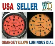 Wrist Men's Watch Sport Luminous Full Orange/Yellow LUME Dial 49mm Silver CASE