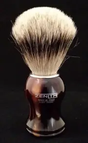 Zenith Plastic Tortoise Silvertip Shave Brush. 21mm. Made in Palermo, Italy P8