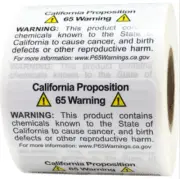 California Proposition Prop 65 Warning Labels 1X2 Inch Square 500 Stickers