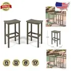 Sustainably Sourced Acacia Barstools Set of 2 in Grey - Ideal for Small Spaces