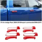 8X Red Door Handle Covers w/Keyholes Shell For 2009-18 Dodge Ram Double/crew Cab