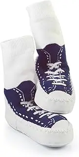 Sock Ons Mocc Ons Moccasin Style Slipper Socks for 18-24 Month Babies, Navy