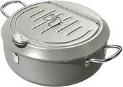 Japanese Frying Pot 9.5'' Fryer Pot with Temperature Control ＆ Oil Drip Drainer Rack Small Fry with Handles for Kitchen Fish Shrimp French Fries Chicken