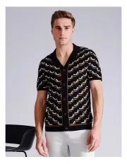 [Blaq] Emmette Textured Short Sleeve Shirt in Navy