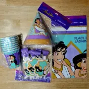 Vtg Disney Aladdin Birthday Party Pack 2 Hats Noise Makers Cups Pin The Tail NOS