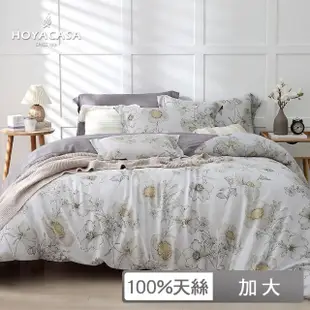 【HOYACASA 禾雅寢具】100%抗菌天絲兩用被床包組-墨香清嵐(加大)