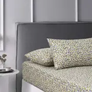 NNEDSZ Lisa Teal Washed Cotton Printed Fitted Sheet Set Single
