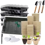 Seed Starter Kit with 90 Peat Pots for Seedlings Seed Starter Trays, 5 Plastic G