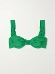 [Faithfull] Faithfull - + Net Sustain Sol Ruched Stretch-repreve Bikini Top - Green - x large x large Green