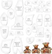 Chunful 30 Pcs Memory Bear Sewing Patterns Acrylic Template Ruler Set Stuffed Animal Quilting Template Cutting with Instructions Large Sewing Pattern for Beginner Art Craft Tools Home, 10, 12, 15 inch