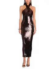 Retrofete Tamra Sequin Halter Neck Dress