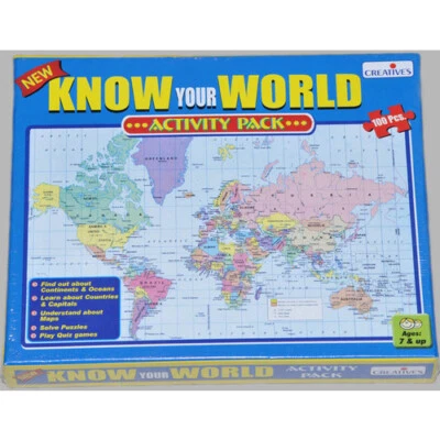 KNOW YOUR WORLD Educational JIGSAW PUZZLE Geography Game Learning HOMESCHOOL