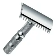 Travel Razor Chrome−Plated Open Tooth Comb Leather Case