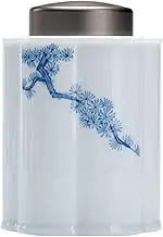 Decorative Hand-painted Chinese Pine Tree Tea Canister Household Storage Jar Double Lid Sealed Jar Ceramic Sugar Jar Container