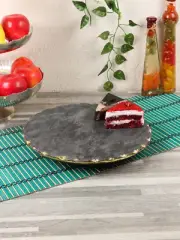 Lazy Susan Cake Stand, Black Marble Cake Stand Turntable, Handmade In India