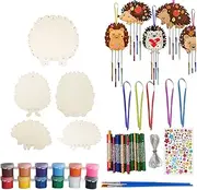 Wooden Wind Chimes Kids Craft,Hedgehog Wood Wind Chime Craft - Painted Pendant Craft Set Handmade Butterfly Design for Room Decor